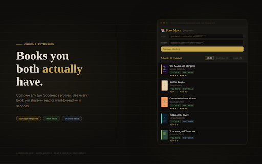 Goodreads Book Match :: Find books you and a friend both have on Goodreads