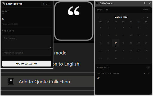 Daily Quotes :: Your personal quote collection with calendar log and daily quote.