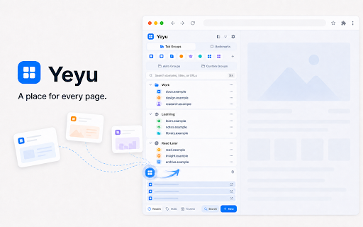 Yeyu · Tab Organizer & Quick Search :: Organize tabs in the Chrome side panel and quickly search tabs, bookmarks, recent visits, and local archives.
