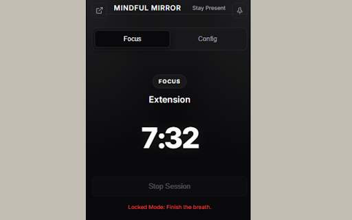 Mindful Mirror :: Mindful focus, distraction blocking, and persistent sidebar timer.