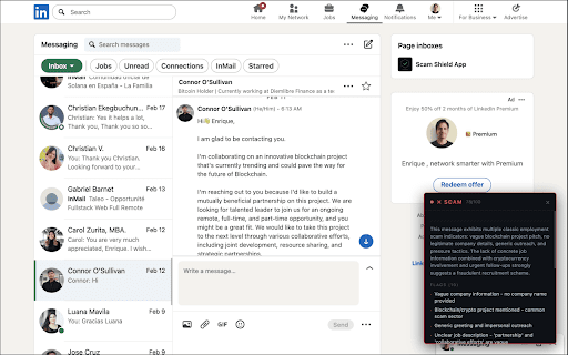 ScamShield — Job Scam Detector :: AI-powered detection of fake job postings, scam recruiters, and phishing on LinkedIn, Indeed, and more.