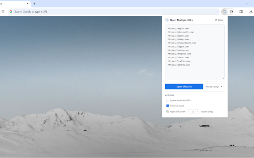 Open Multiple URLs :: Quickly open multiple URLs at once.