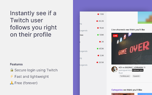 Twitch Follower Badge :: An extension that allows you to see if someone follows you on twitch right on their profile.