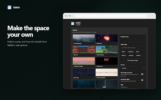 Tabbit: New Tab Page :: Customize every new tab with animated scenes, curated images, local weather, and a calm, personalized space for your day.