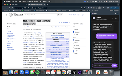 Clarify :: Chat with AI about any webpage, get summaries, and navigate to specific content