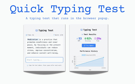 Quick Typing Test :: A typing test that runs in the browser popup.
