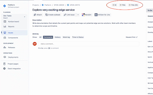 Jira Issue Copy :: Easily copy a Jira issue id, title, or both, with the click of a button