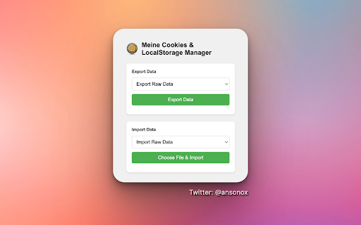 Meine Cookies & LocalStorage Manager :: No bulls**t, no ads, nada - just import and export encrypted cookies and local storage data