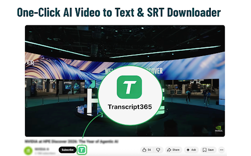 YouTube Video to Text One-Click Generator & SRT Downloader :: Extract YouTube subtitles with one click - fast and reliable. Export transcripts to TXT, SRT, VTT formats.