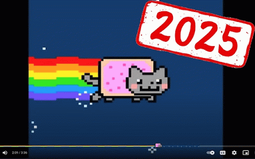 Nyan Cat Progress Bar for YouTube™ (2025) :: Replaces the YouTube progress bar with a Nyan Cat animation.