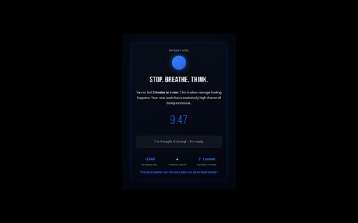 SaveMyTrade :: Real-time trading psychology coach. Protects you from emotional trading.