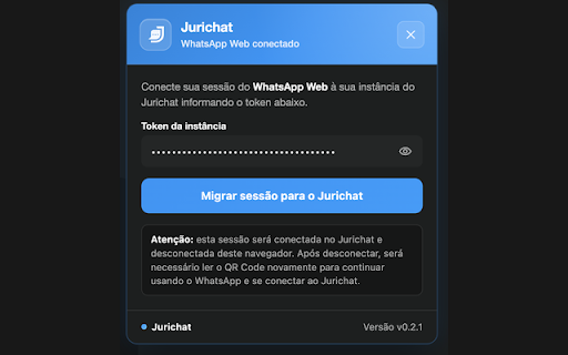 Jurichat — Importador de Sessão WhatsApp :: Extensão oficial do Jurichat para migrar uma sessão conectada no WhatsApp Web para sua instância.