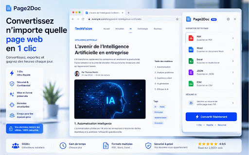 Page2Doc — Web Page to PDF, Word & Excel :: Turn webpages into Word, PDF and Excel documents with AI summaries and smart webpage chat.