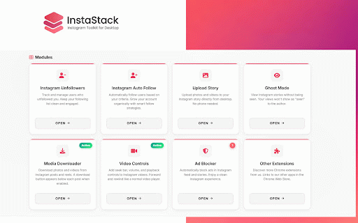 InstaStack – Instagram Toolkit for Desktop :: Instagram toolkit for desktop. Track unfollowers, upload stories from PC, download media, and manage Instagram.
