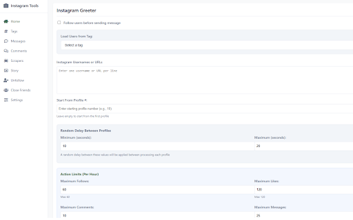 Toolkit for IG | Multiple Tools for Instagram :: Open Instagram profiles and send greetings