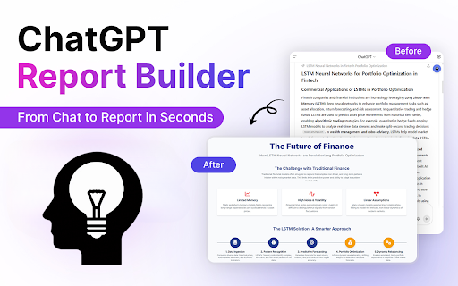 ChatGPT Report Builder :: Transform any AI chat into polished web reports and websites. Password protection, analytics, and prompt tools included.