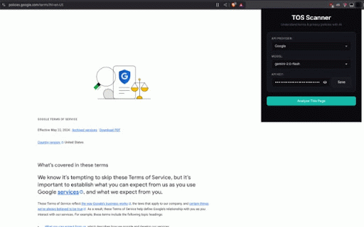TOS Scanner :: Scans Terms of Service and Privacy Policies