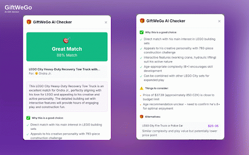 GiftWeGo AI Checker :: AI-powered gift advisor that helps you check if a gift is suitable for your loved ones