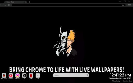 Ichigo Kurosaki - Bleach Anime Live Wallpaper :: One of the most iconic anime live wallpapers for Chrome – featuring Ichigo Kurosaki from Bleach.