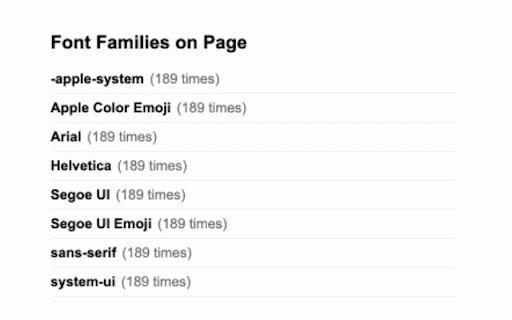 Font Family Detector :: Lists all font-family values on the page