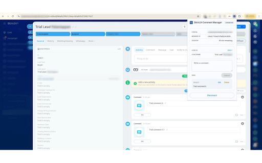 Bitrix24 Comment Manager :: Governed comment workflow for Bitrix24 CRM leads