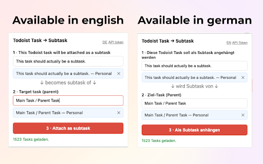 Subtask Converter for Todoist :: Turn any Todoist task into a subtask of another. Keeps description, comments & attachments, moves projects automatically.
