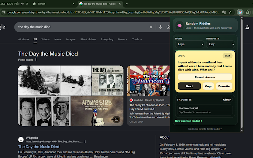 Logic & Trick Question Randomizer :: Get a random logic riddle or trick question with a revealable answer. Save favorites and copy questions.