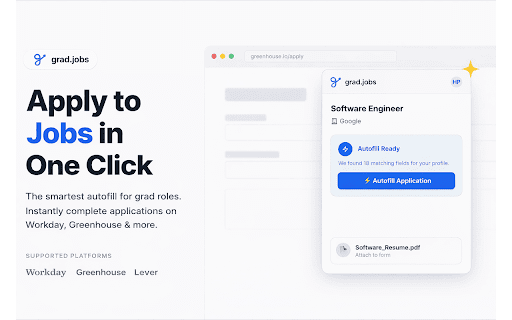 grad.jobs :: One-click job capture, smart autofill, H-1B sponsor insights, and AI resume tools