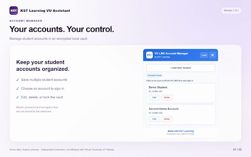 KST Learning VU Assistant :: View VU LMS courses, grades and degree progress; forecast results, manage accounts locally, and use study tools.