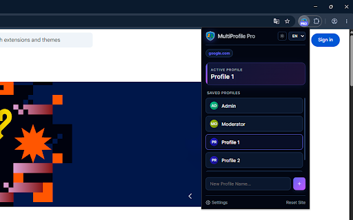 MultiProfile Pro :: Seamlessly switch between multiple accounts and cookie profiles on any website with isolated sessions.