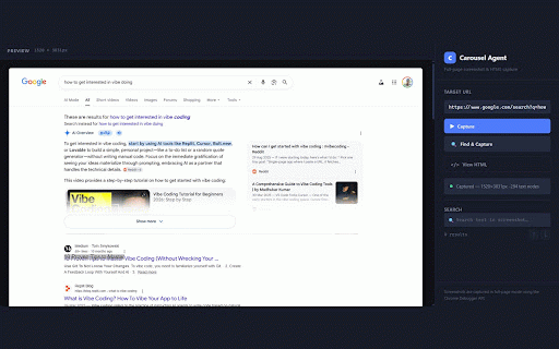 Carousel Agent :: Full-page screenshot capture with HTML viewer for any website.