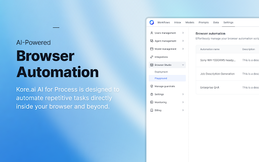 Kore.ai AI for Process :: Record and replay browser automations with deterministic execution