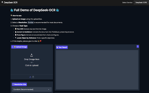 DeepSeek OCR :: Access DeepSeek OCR service in a new tab