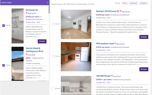 Organizer for Western Housing :: Organize viewed listings on the offcampus.uwo.ca site