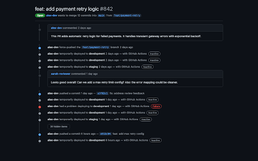 GitHub PR Cleaner :: Automatically hides deployment noise from GitHub pull request timelines