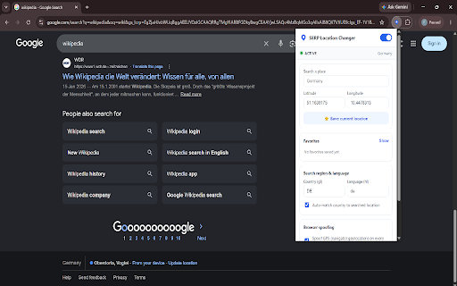 SERP Location Changer :: Spoof your search location, GPS, and timezone across every site for local SEO checks. Favorites, scheduled rotation, instant search.