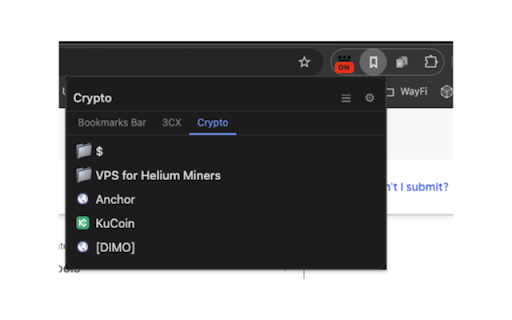 Bookmark Fan :: Quick, animated access to bookmarks from the browser toolbar. Pin the extension for quick access