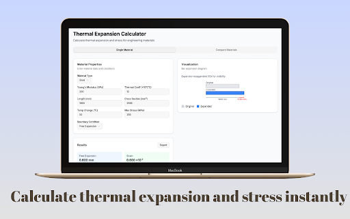 TEC - Thermal Expansion Calculator :: Engineering tool for thermal expansion analysis and material property calculations
