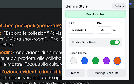 Gemini Styler :: Customize fonts, colors, and dark mode for Google Gemini