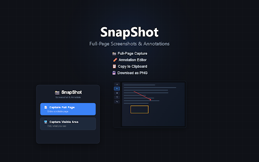SnapShot — Screenshot & Annotate :: Full-page & visible-area screenshots with built-in annotation tools — arrows, shapes, text, freehand. Copy or save as PNG.