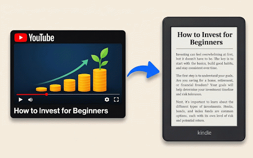 YouTube to Kindle :: Read YouTube videos on your Kindle.
YouTube to Kindle converts any video into a properly formatted
ebook and delivers it to your…