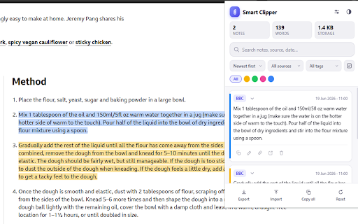 Smart Clipper :: Highlight text on any website, right-click, and save it instantly to a beautiful, persistent note collection.