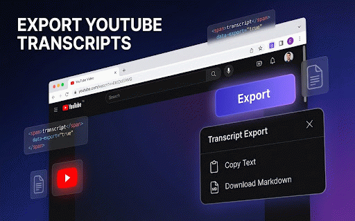 YT Transcript Exporter :: Export YouTube transcripts as clean Markdown files or copy to clipboard