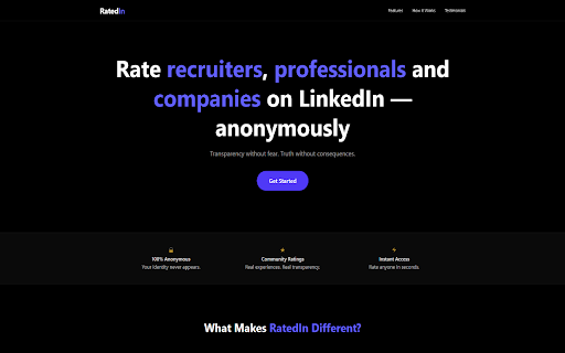 RatedIn.app :: Rate recruiters, professionals and companies on LinkedIn — anonymously