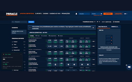 Pinnacle Fair Odds :: Remove o juice (vig/margem) das odds da Pinnacle e exibe as fair odds ao lado das odds originais em tempo real.