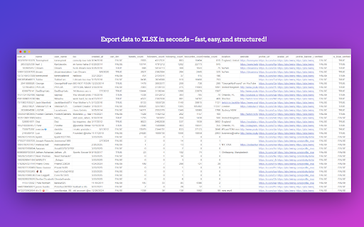 Twitter Export Followers & Following — Fast CSV/Excel Scraper :: One-Click Twitter Scraper: Download Followers, Verified Lists in Seconds