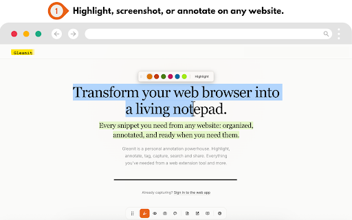Gleanit :: Capture, retrieve, and use anything on the internet; Also see what you captured on that live page when you need to.