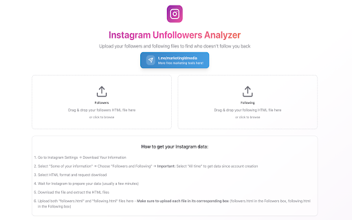 Instagram Unfollowers Analyzer :: Analyze your Instagram data to find who doesn't follow you back