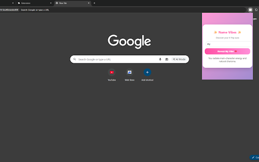 K-Pop Name Vibes :: Enter a name and get a fun, lighthearted personality prediction in a colorful K-pop inspired popup.