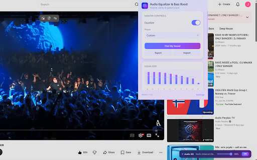 Audio Equalizer & Bass Boost – Volume + Spatial Enhancer :: Audio equalizer and bass booster for Chrome with volume boost, clarity, and spatial sound for YouTube, Spotify, and all sites.